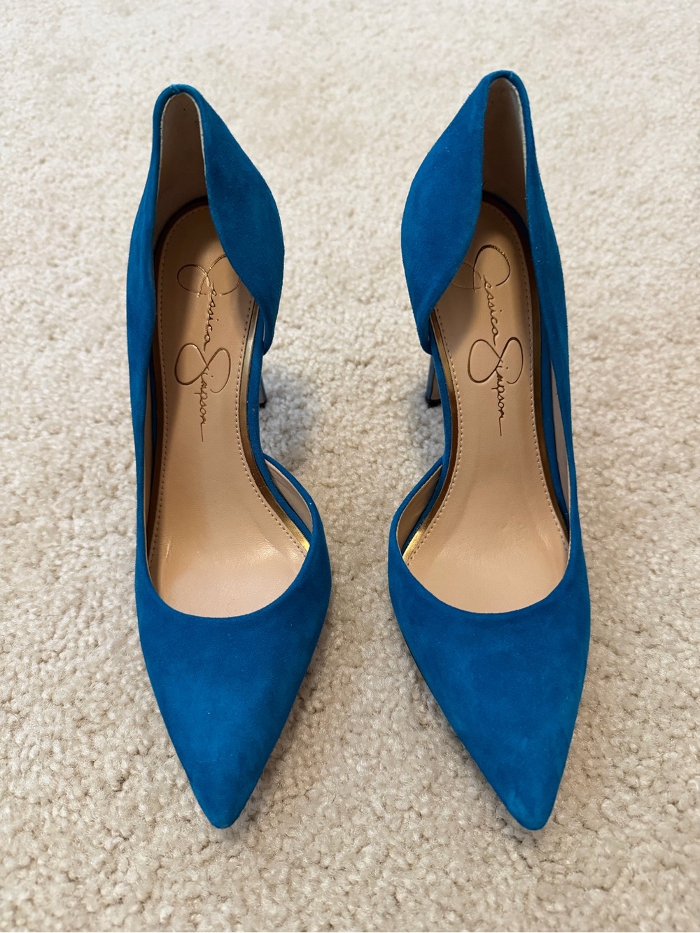 Jessica Simpson Blue Suede D'Orsay Pointed-Toe Pumps